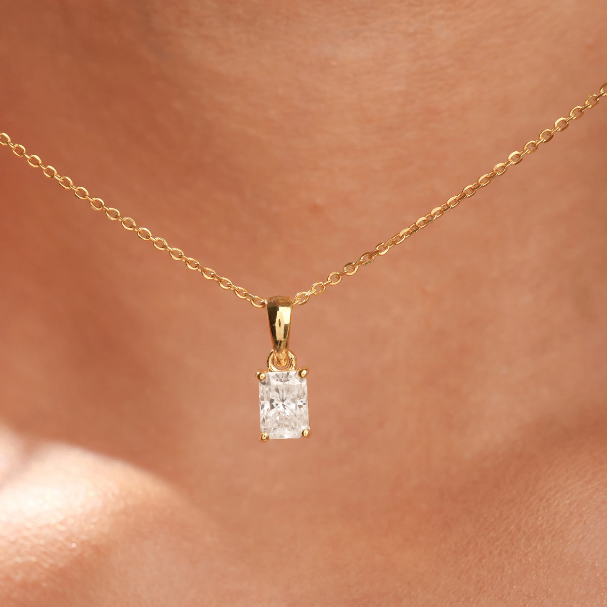 Radiant Single Diamond Necklace