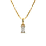 14K Yellow Gold Natural Radiant Solitaire Diamond Necklace