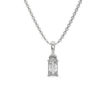18K White Gold Natural Radiant Solitaire Diamond Necklace