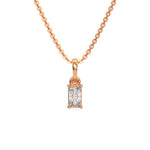18K Rose Gold Natural Radiant Solitaire Diamond Necklace
