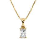 14K Yellow Gold Natural Radiant Solitaire Diamond Necklace