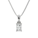 18K White Gold Natural Radiant Solitaire Diamond Necklace