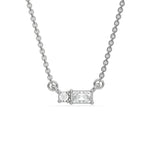 This white gold Cluster Diamond Necklace made with radiant and round diamonds, positioned right next to each other and securely set in prong setting in top view