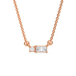 This rose gold Cluster Diamond Necklace made with radiant and round diamonds, positioned right next to each other and securely set in prong setting in top view