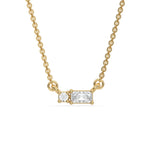 This yellow gold Cluster Diamond Necklace made with radiant and round diamonds, positioned right next to each other and securely set in prong setting in top view