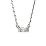 This white gold Cluster Diamond Necklace made with radiant and round diamonds, positioned right next to each other and securely set in prong setting in side view