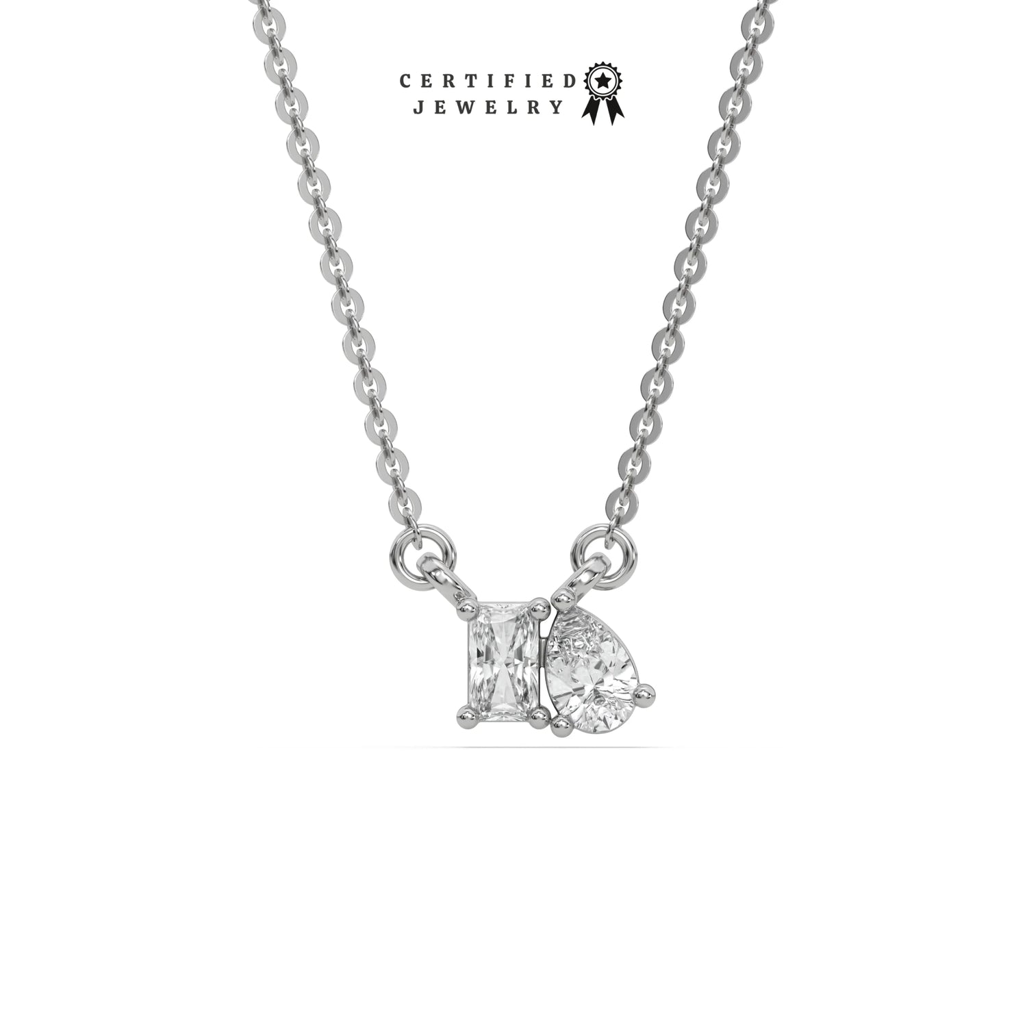 0.30 CT Natural Diamond Radiant & Pear Cluster Necklace