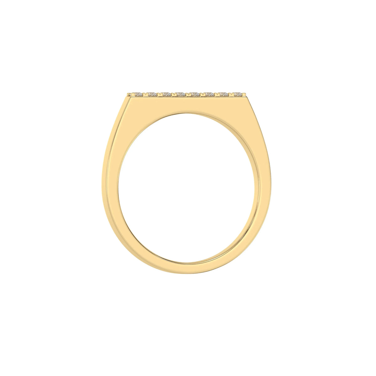 This yellow gold Rectangle Diamond Ring made with brilliant cut round diamonds and set in a beautiful micro pave setting in through finger view