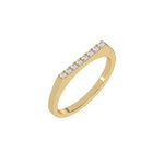 This yellow gold Rectangle Diamond Ring made with brilliant cut round diamonds and set in a beautiful micro pave setting in 3d view