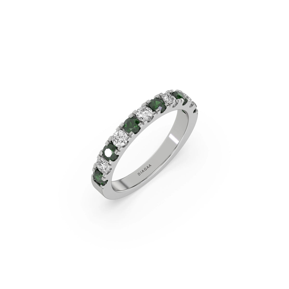 14K White Gold Emerald Eternity Ring 