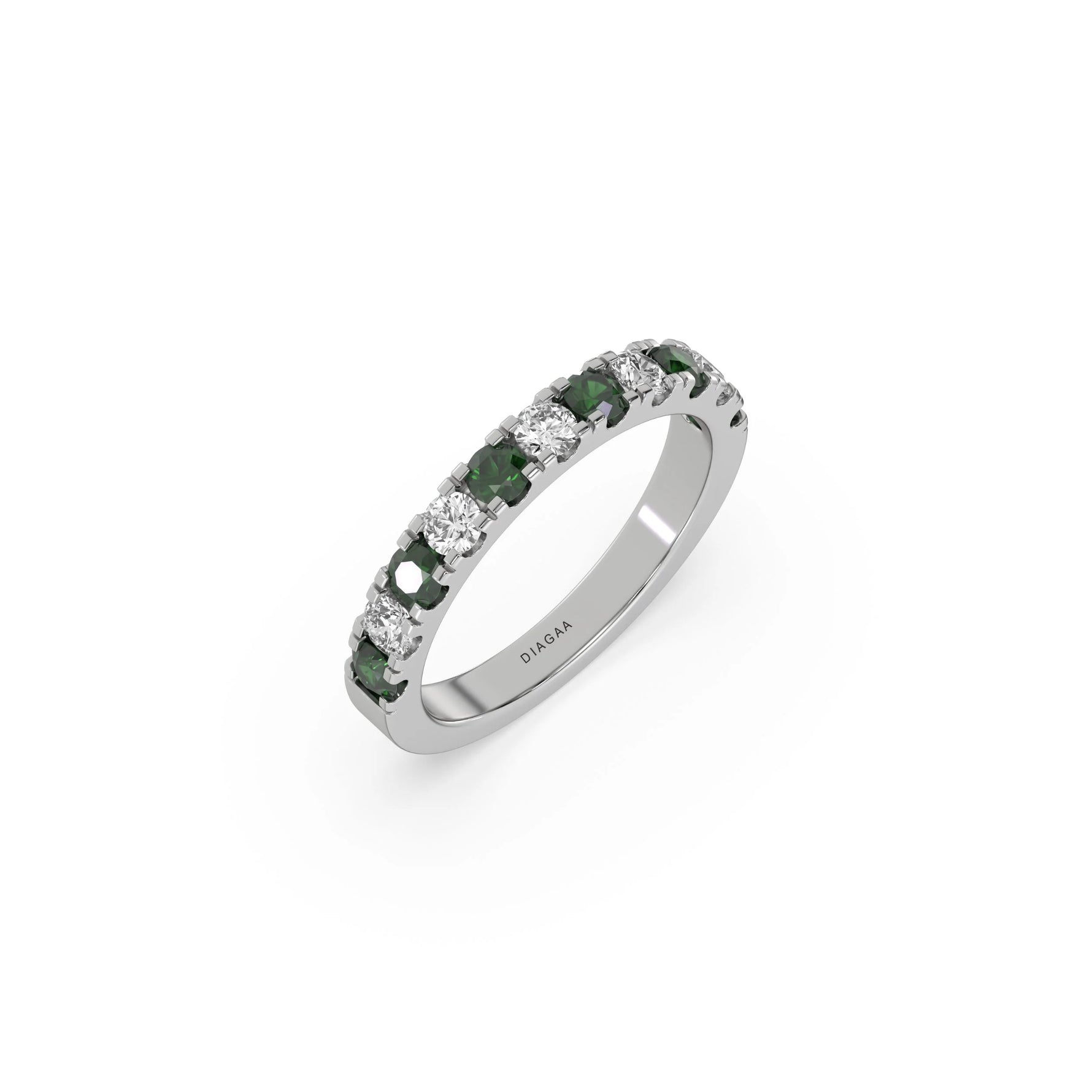 14K White Gold Emerald Eternity Ring 