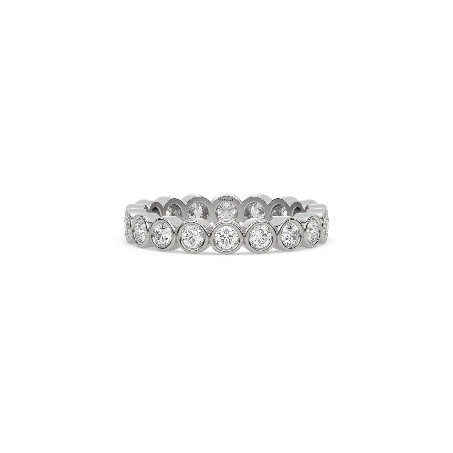 14K White Gold Round Diamond Bezel Setting Full Eternity Ring