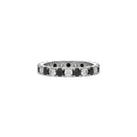 14K White Gold Round Black And White Diamond Eternity Ring