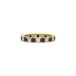 18K Yellow Gold Black And White Diamond Eternity Ring