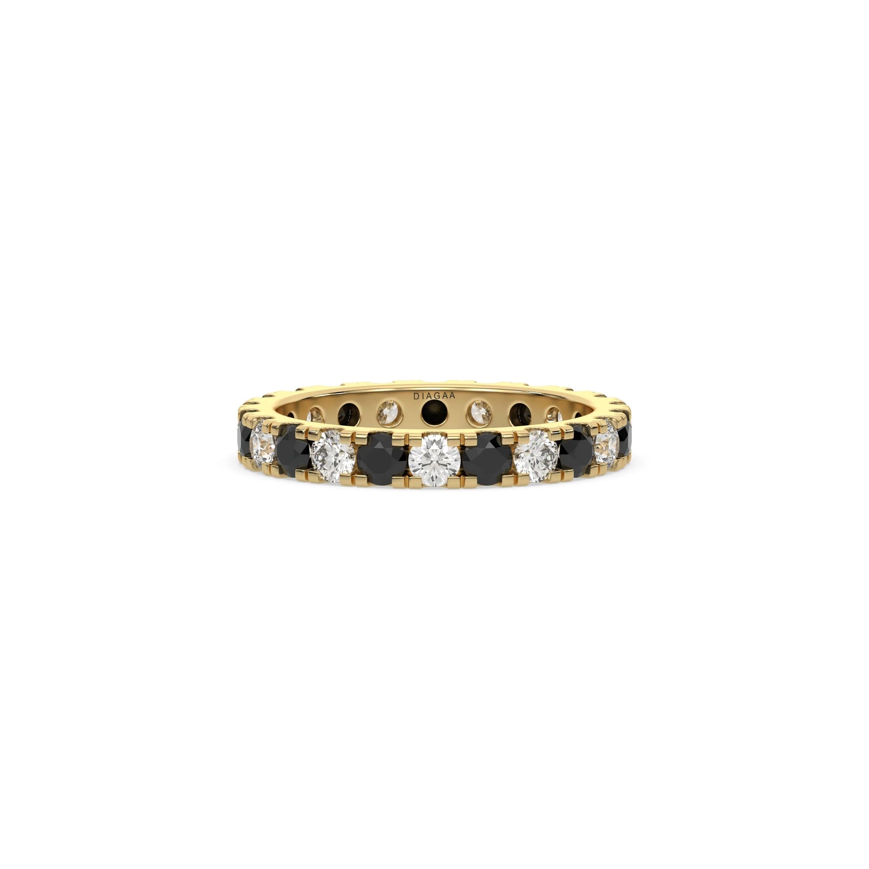 18K Yellow Gold Black And White Diamond Eternity Ring