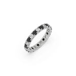 10K White Gold Round Black And White Diamond Ring