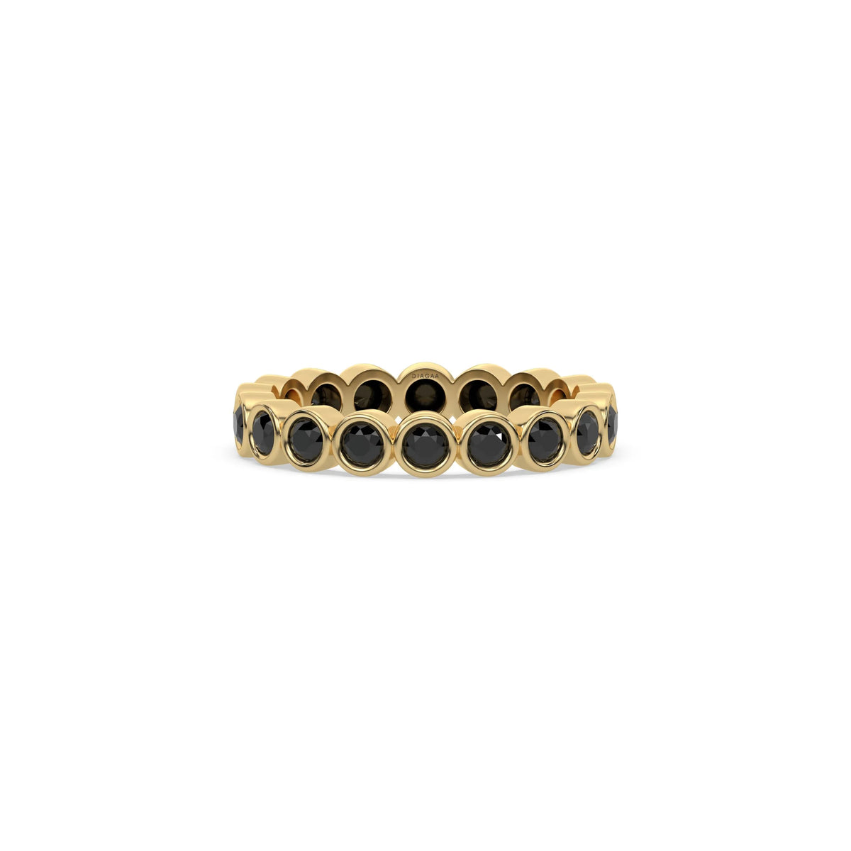 14K Yellow Gold Natural Black Full Eternity Ring