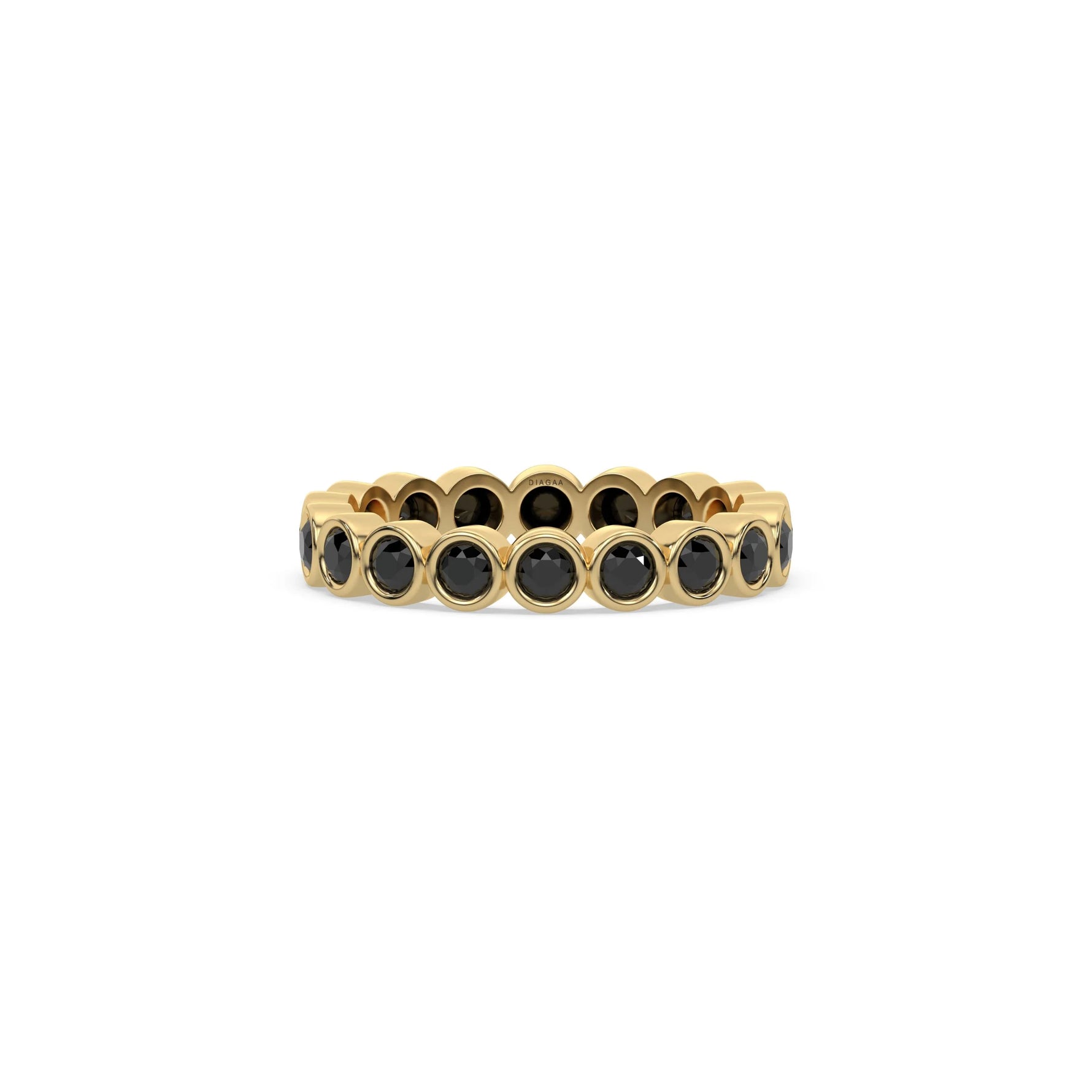 14K Yellow Gold Natural Black Full Eternity Ring
