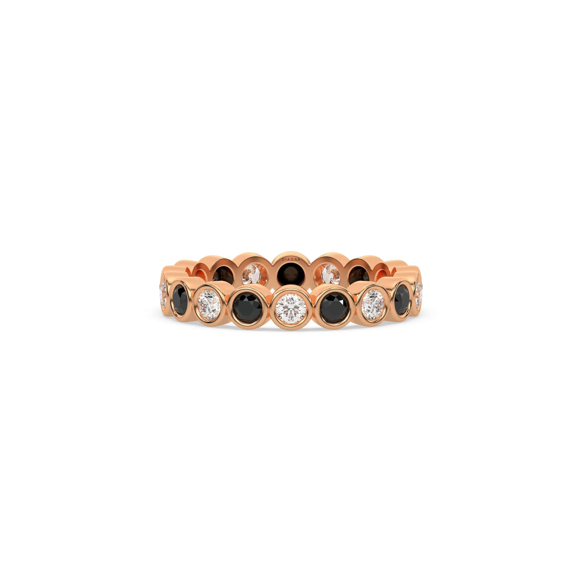 18K Rose Gold Half Black And Half White Diamond Full Eternity Ring