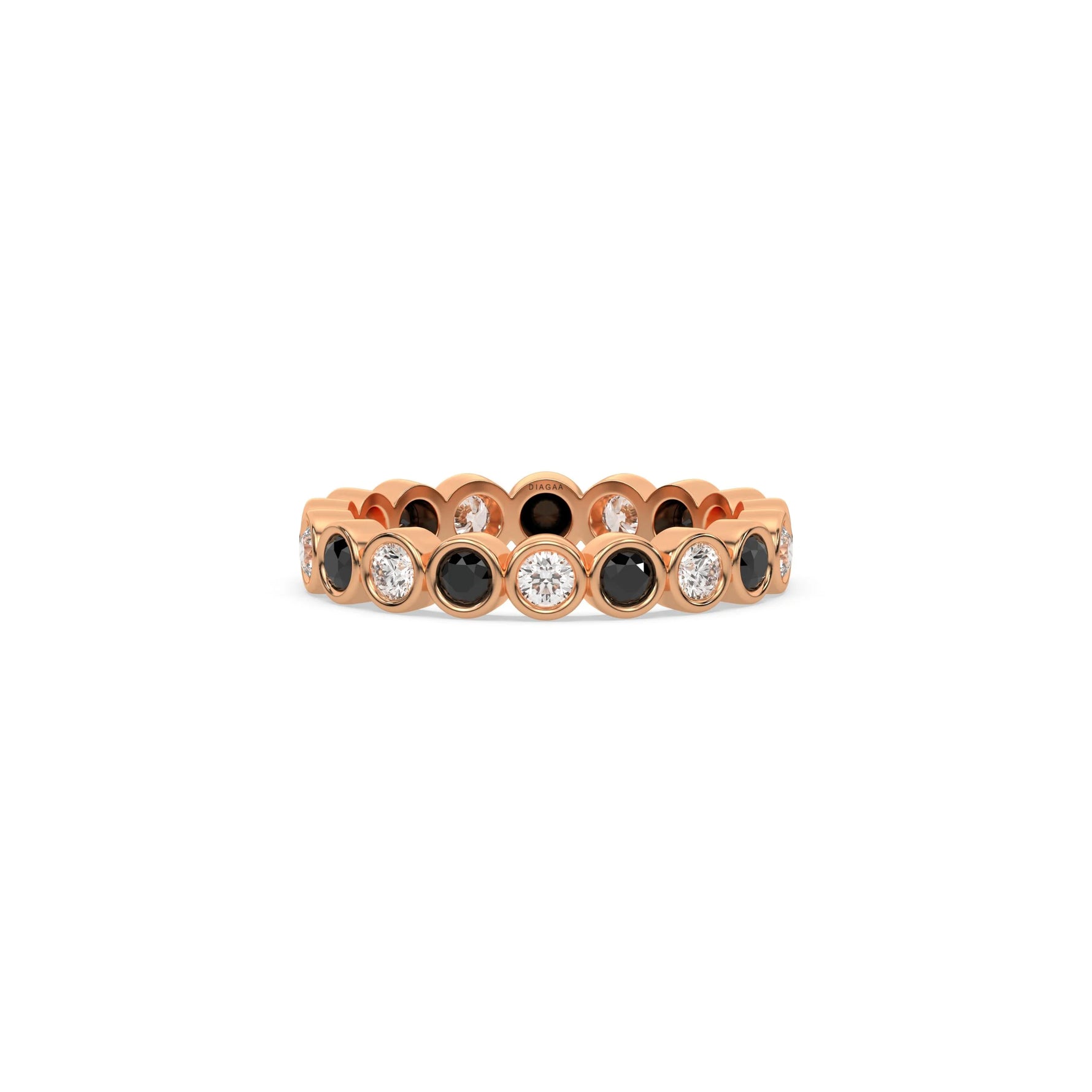 18K Rose Gold Half Black And Half White Diamond Full Eternity Ring