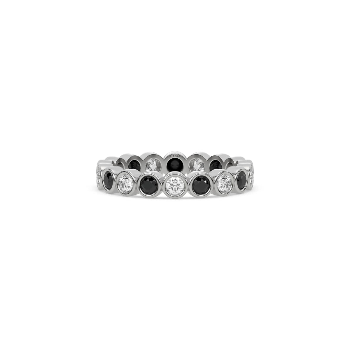 14K White Gold Half Black And Half White Diamond Full Eternity Ring