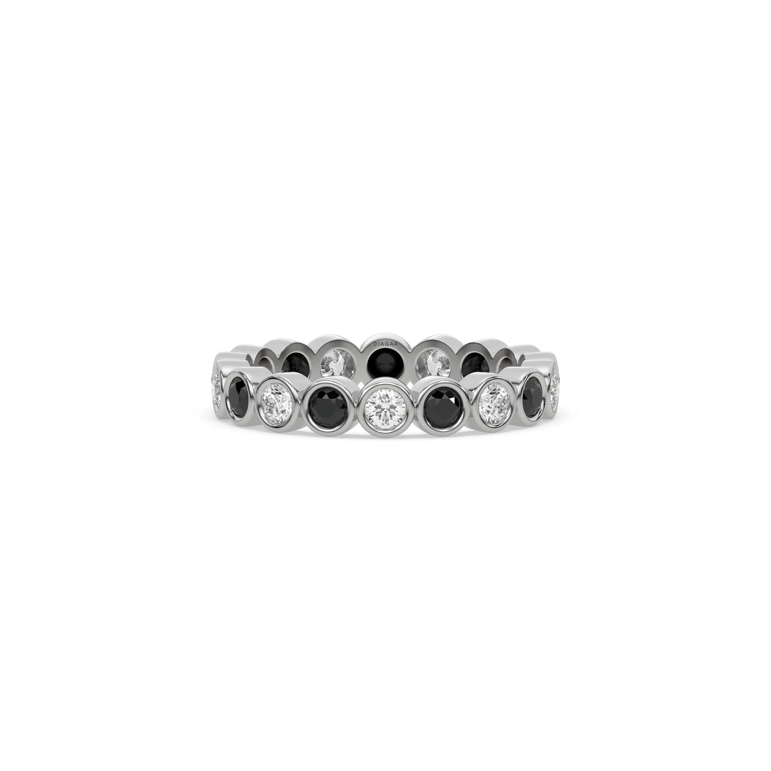 14K White Gold Half Black And Half White Diamond Full Eternity Ring