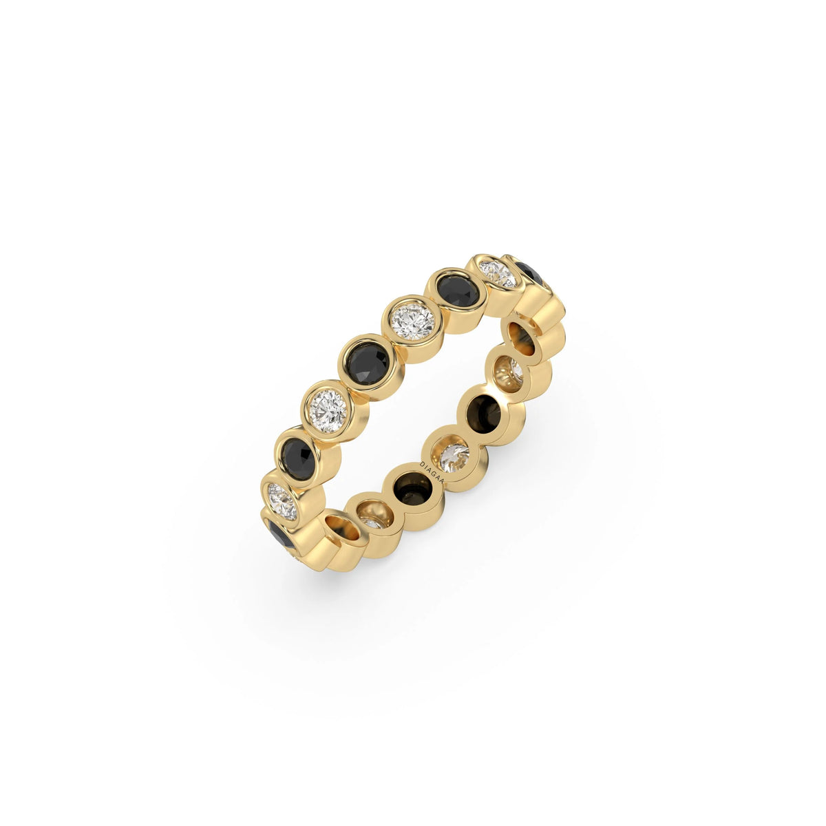 14K Yellow Gold Diamond Half And Half Full Eternity Ring