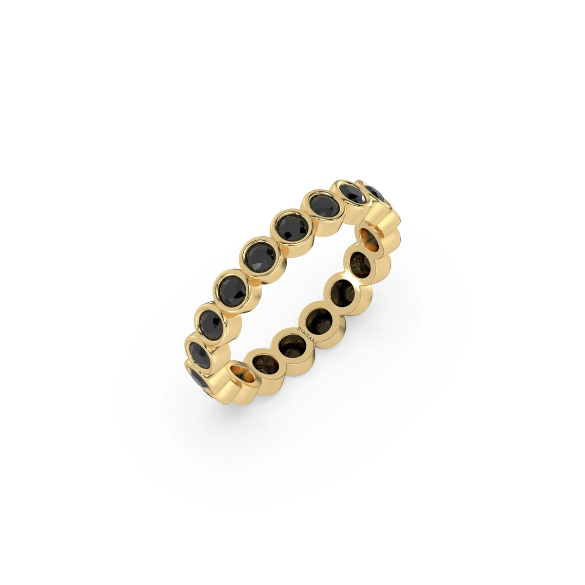 10K Yellow Gold Natural Black Full Eternity Ring