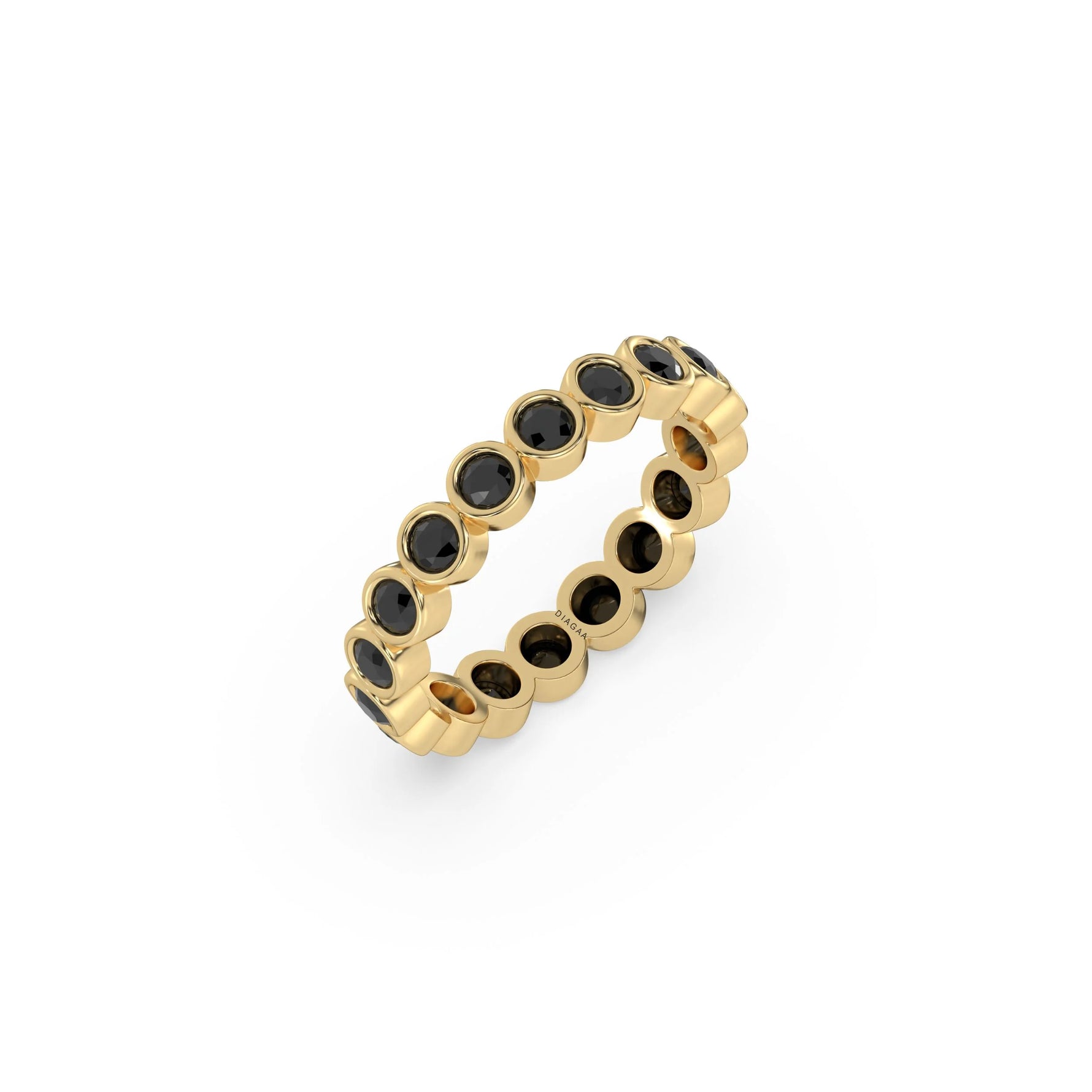 10K Yellow Gold Natural Black Full Eternity Ring