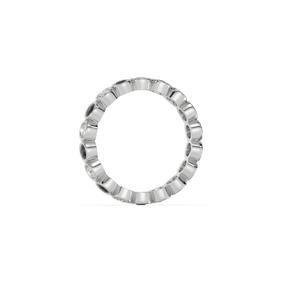 18K White Gold Half Black And White Diamond Full Eternity Ring