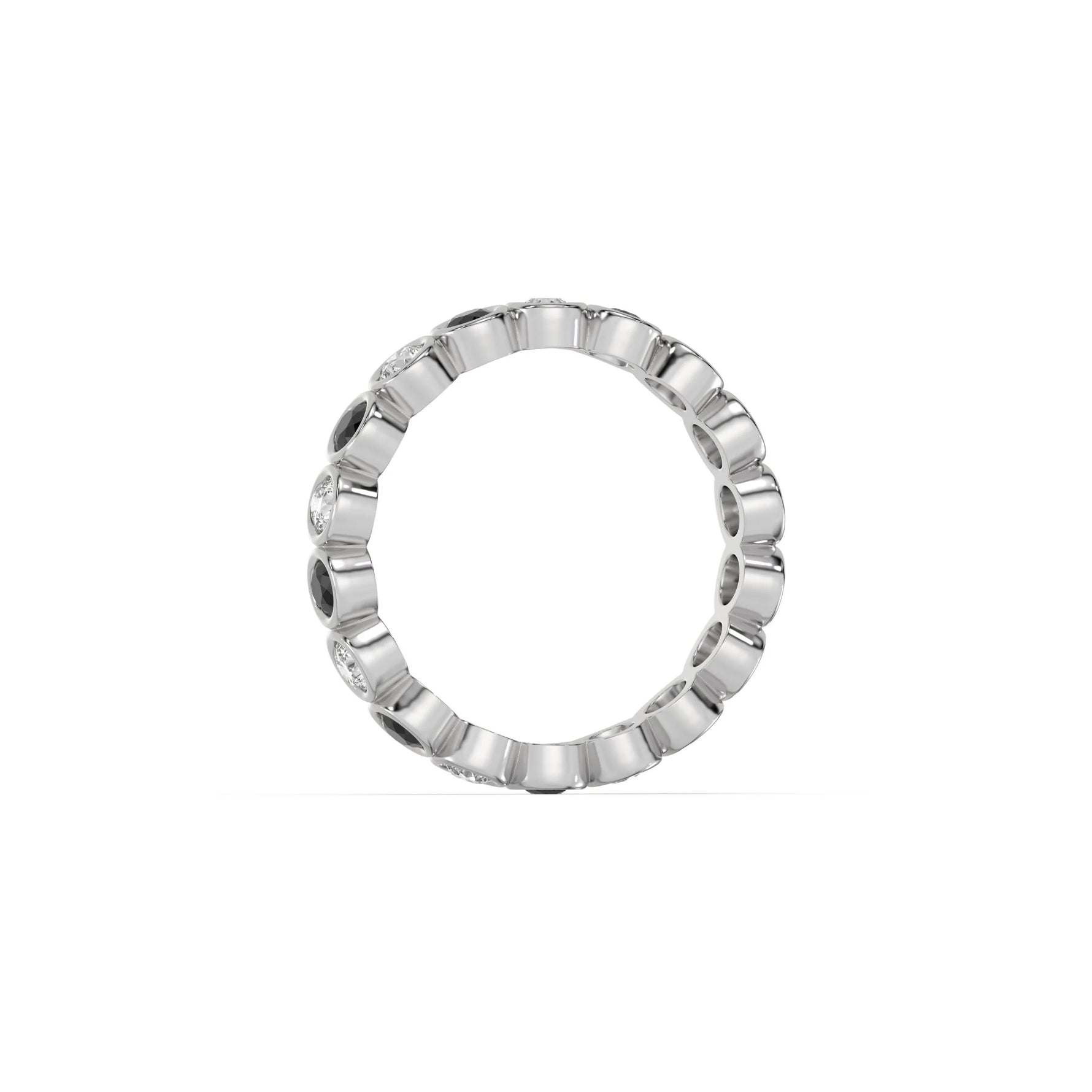 18K White Gold Half Black And White Diamond Full Eternity Ring