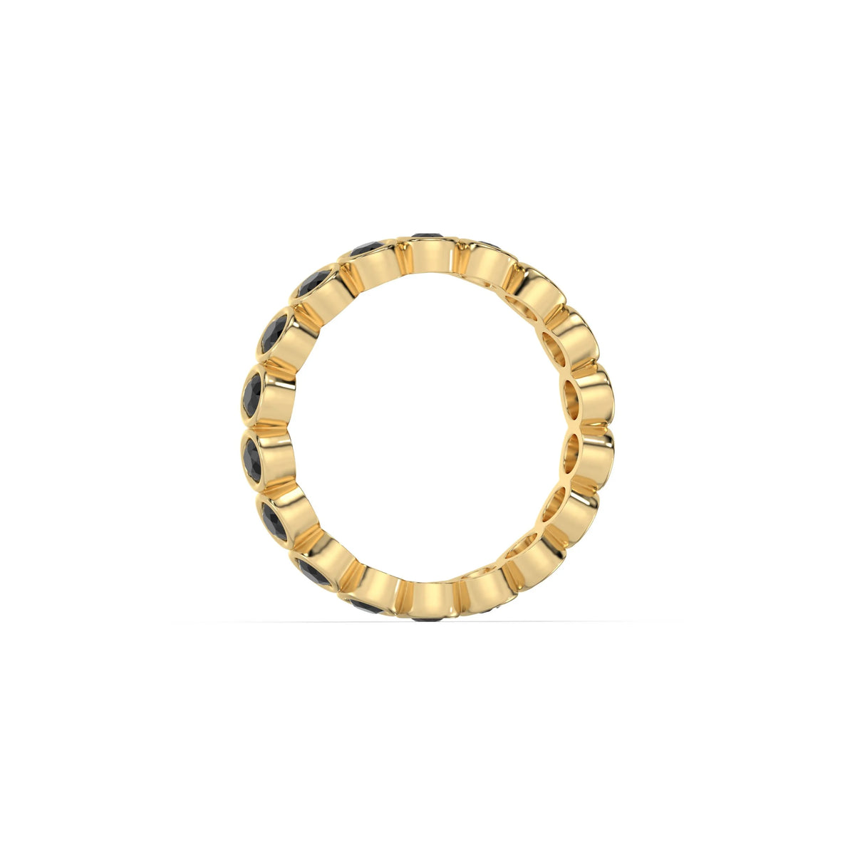 18K Yellow Gold Natural Black Full Eternity Band