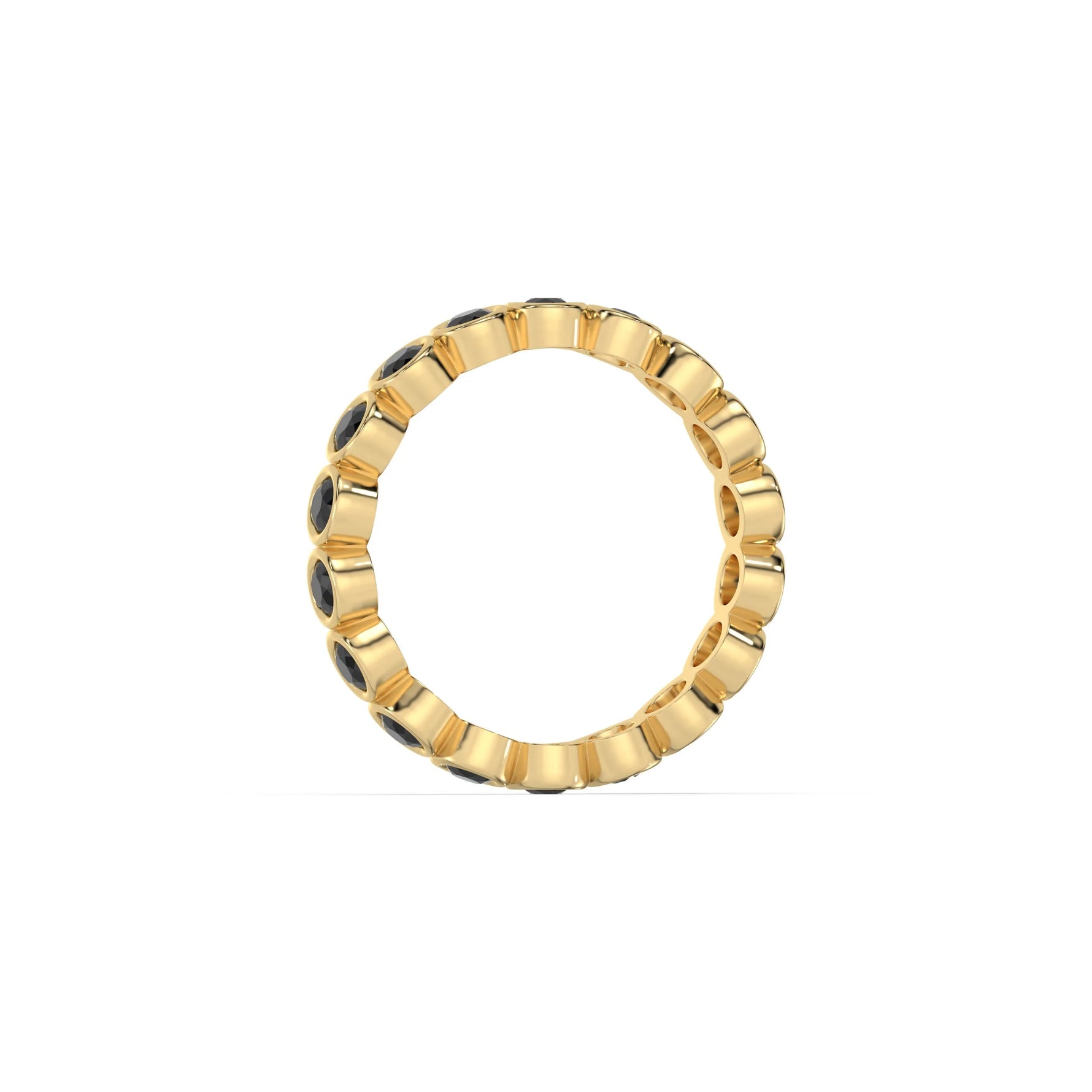 18K Yellow Gold Natural Black Full Eternity Band