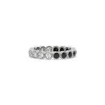 14K White Gold Half Natural Black And Half White Diamond Full Eternity Ring