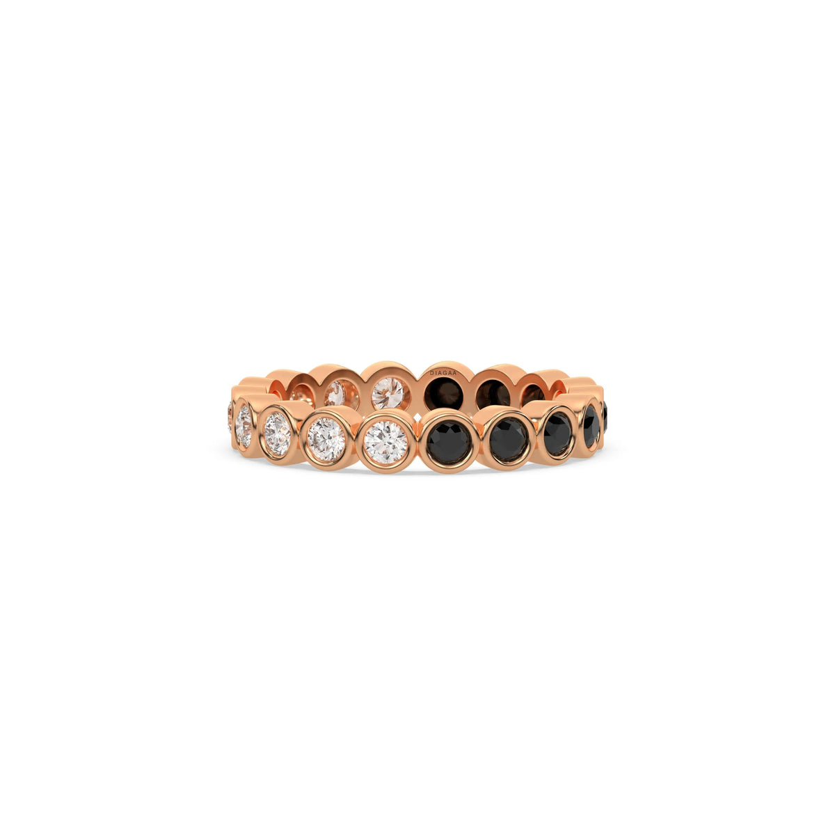 18K Rose Gold Half Natural Black And Half White Diamond Full Eternity Band