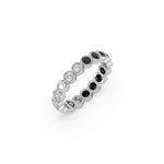 18K White Gold Half  Black And Half White Diamond  Eternity Ring