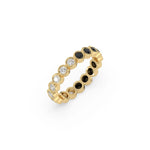 10K Yellow Gold Black And White Diamond Full Eternity Ring