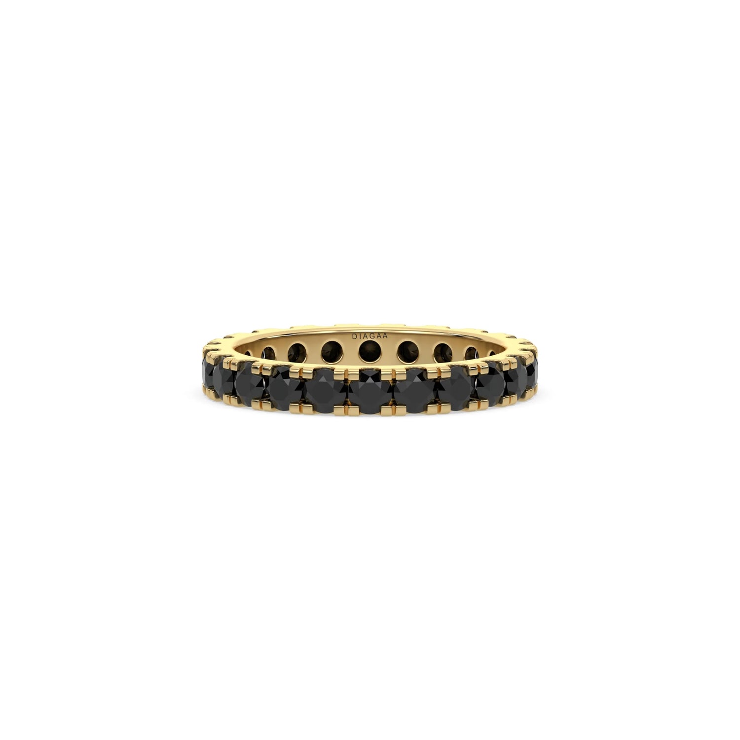 14K Yellow Gold Black Eternity Ring