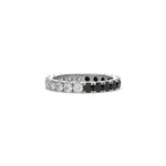 14K White Gold Round Black And White Diamond Eternity Ring