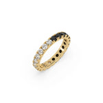 14K Yellow Gold Round Black And White Diamond Eternity Band