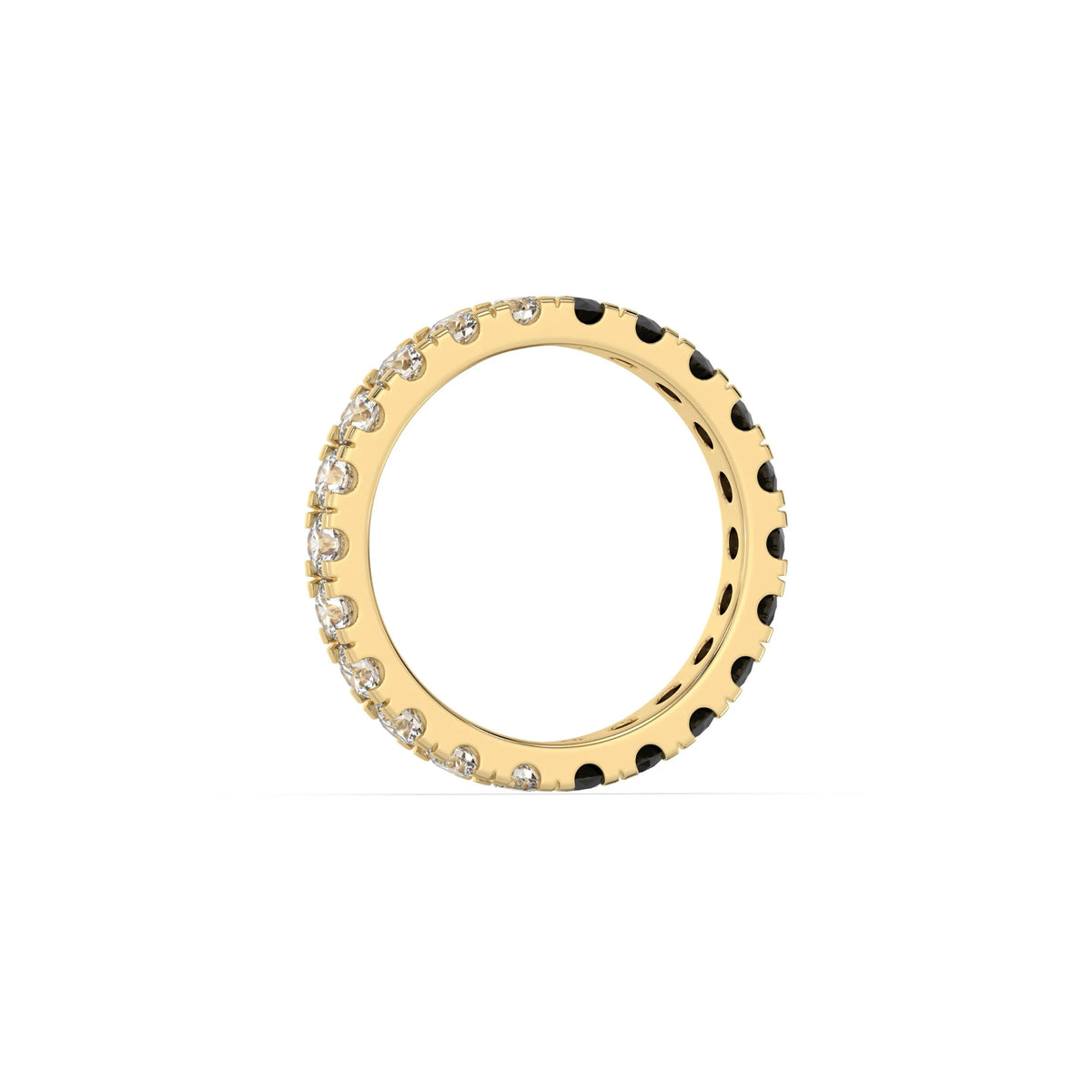 10K Yellow Gold Half And Half Eternity Ring