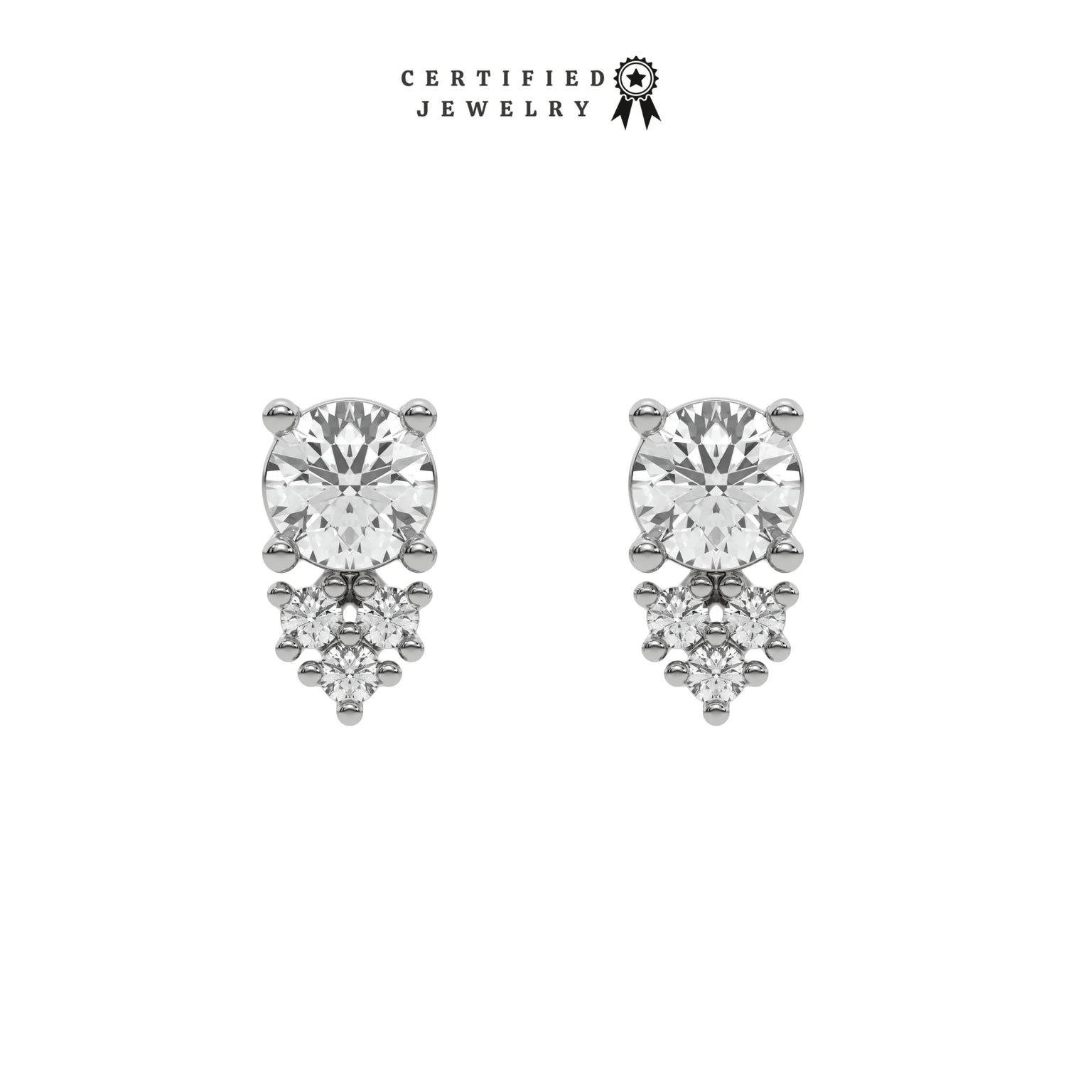 0.31 CT Natural Diamond Round Cluster Earrings