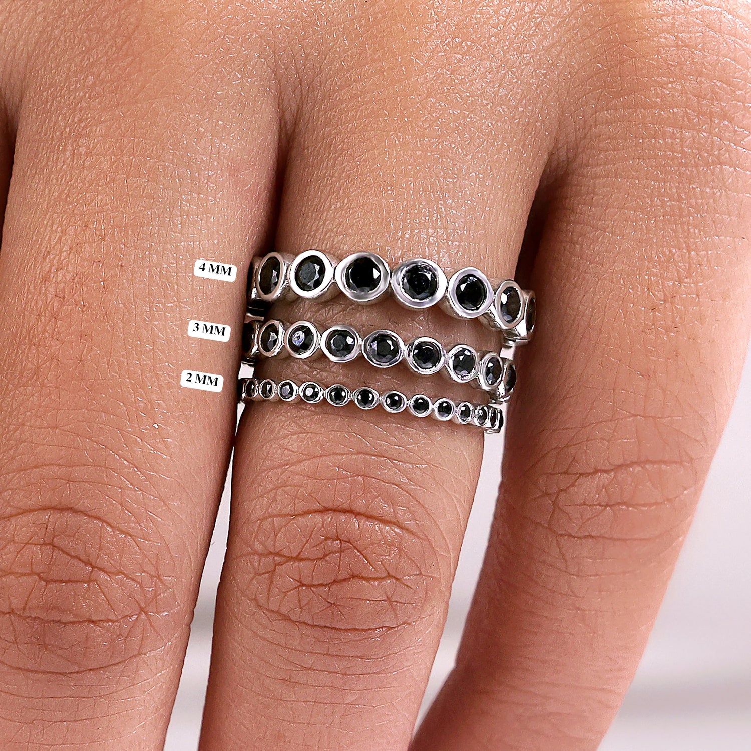 2.5 MM Round Black Natural Diamond Eternity Ring