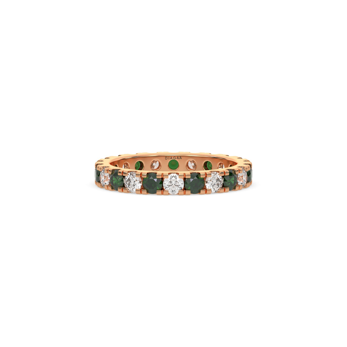 14K Rose Gold Diamond and Emerald Gemstone Ring