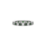 14K White Gold Diamond and Emerald Gemstone Ring