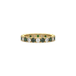 18K Yellow Gold Diamond and Emerald Gemstone Ring