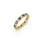 18K Yellow Gold Diamond and Emerald Gemstone Ring