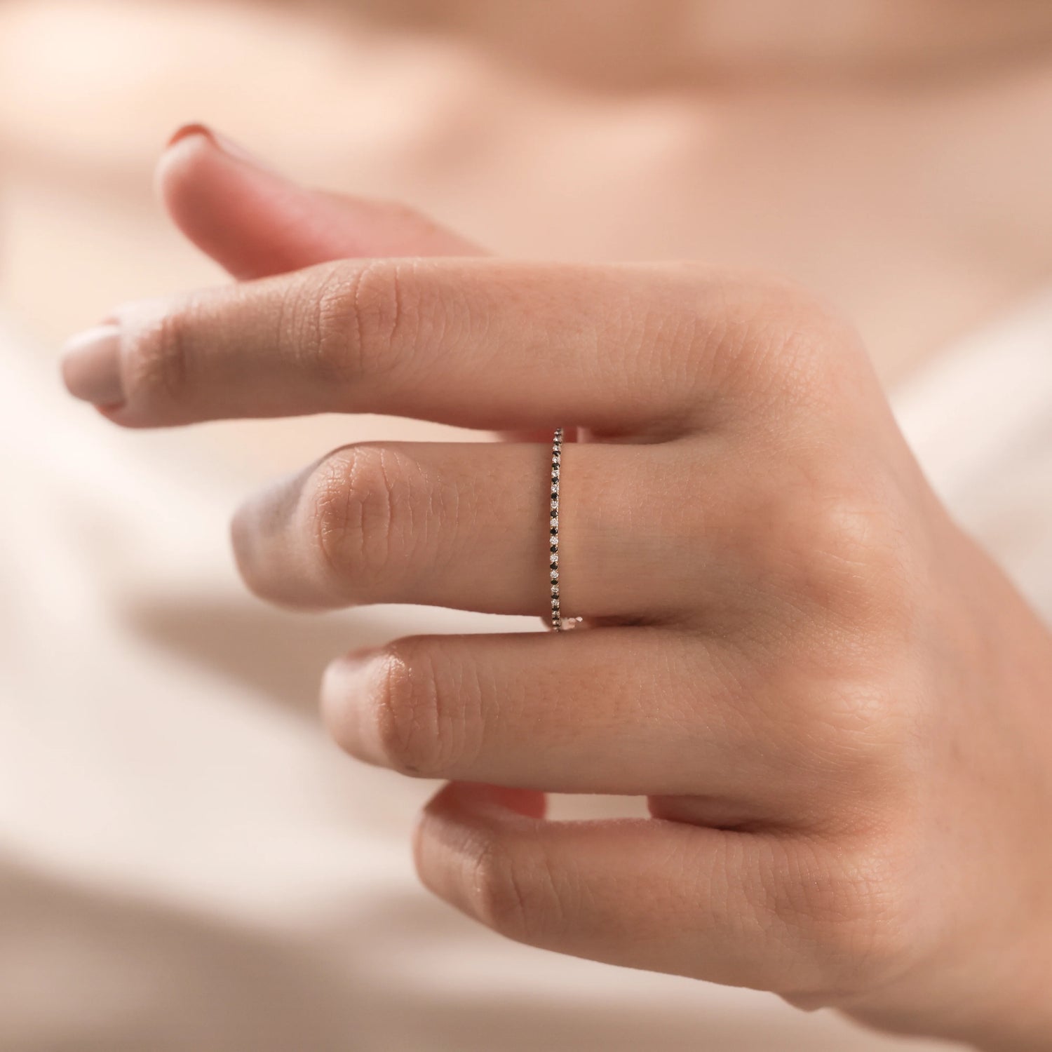 1.5 MM Round Shaped Black and White Diamond Eternity Band