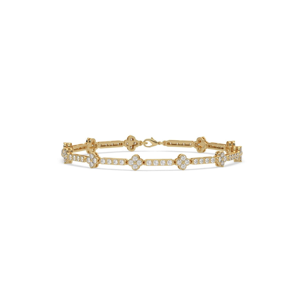 Clover Tennis Bracelet with Round Lab Grown Diamonds
