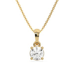 18K Yellow Gold Round Cut Diamond Solitaire Necklace